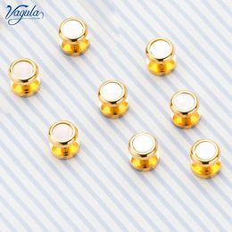 Cuff Links Vajira 8-piece shirt stud 24K gold cufflinks high-quality mother of pearl natural seashell tailcoat anBrd sleeve button gift V17