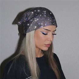 Fashion Shiny Crystal Mesh Headpiece Bling Colourful Heads Scarf for Women Rhinestones Nightclub Headband Hat Accessories Sexy Costumes