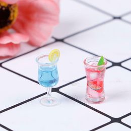 1Pc 1/12 Dollhouse Miniature Resin tail Cup Simulation Drink Glass Model Kitchen Accessories For Doll House Decor Kids Toys