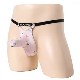 Underpants Men Cotton Low Rise U-convex Pouch G-strings Thongs Printed Bikini Briefs Underwear Sexy Lingerie Sissy Gay Panties