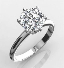 Classic Luxury Real Solid 925 Sterling Silver Ring 2Ct Roundcut SONA Diamond Wedding Jewelry Rings Engagement For Women SZ 410 S6556445