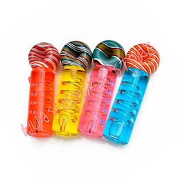 Latest Colourful Pipes Liquid Fill Freezable Pyrex Thick Glass Smoking Tube Handpipe Portable Handmade Dry Herb Tobacco Oil Rigs Philtre Coil Bong Hand Holder DHL
