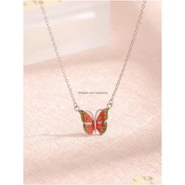 Pendant Necklaces 2023 Fashion European And American Vintage S925 Sterling Sier Dropped Butterfly Necklace Temperament Female Drop D Dhper