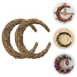 Decorative Flowers 2 Pcs Rattan Garland DIY Wreath Vine Braid Accessories Material Frame Wreaths Front Door Flower Ring Listing Natural