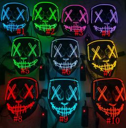 Halloween Mask LED Light Up Funny Masken Das Säuberungs -Wahljahr tolle Festival Cosplay Kostümversorgung Partymaske RRA43312003324