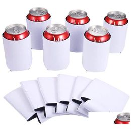 Bar Tools Wholesale Neoprene Sublimation White Blank Cup Holder For 12Oz Can Cooler Heat Transfer Diy Cook Er Beer Water Bottles Dh888 Dhe23