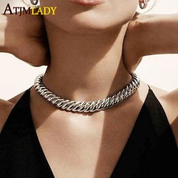 top quality classic european design fashion women Jewellery rose gold silver Colour 10mm herringbone snake chain choker necklace 219d