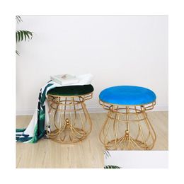 Bedroom Furniture Dressing Chair Iron Golden Nail Shop Cosmetic Creative Crown-Shaped Round Stool Nordic Simple Chairs Drop Delivery H Dhlcn