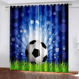 Window Treatments# Cartoon Football Polyester Material Thin Sunshade Curtains For Children Boys Curtains Living Room Bedroom Window White Cortinas Y240517