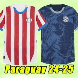 2024 Paraguay Soccer Jerseys 2025 Copa America Camisa Home Away Football Shirt Kit Size XXXL 4XL ALMIRON ENCISO VILLASANTI