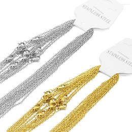 Chains 10pcs/Lot 304 Stainless Steel Cable Link Rolo Chain Necklace For DIY Jewelry Making Silver Gold Color O Choker Necklaces