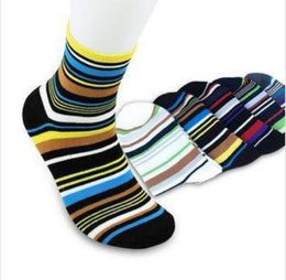 WholeBrand New Autumn 100 Cotton Elegant Stripe Multicolour Mens Socks Sports Man Sock Dress Socks 5 Pairslot 91200945365838