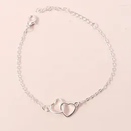 Link Bracelets Aihua Shiny Silver Color Tiny Heart Bracelet For Women Girls Trend Love Charm Wristband Birthday Jewelry Gifts