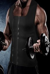 2019 Men039s Slimming Vest Black Zipper Neoprene Vest Sweat Shirt Body Shaper Waist Trainer Gym Slim Corset Running Vest Shapew1749578