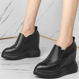 Boots Platform Pumps Shoes Women Genuine Leather Wedges High Heel Motorcycle Female Pointed Toe Fashion Sneakers Casual