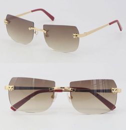 2022 New Model Fashion Metal Rimless Sunglasses 18K Gold Pink Lens Male and Female Sun Glasses Design Cat eye Eyeglasses Frames Me8383435
