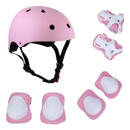 Kids 7 in 1 Helmet and Pads Set Adjustable Kids Knee Pads Elbow Pads Wrist Guards for Scooter Skateboard Roller Skating Cycling 240516