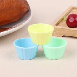 5Pcs Dollhouse Mini Egg Tart Cups Simulation Cake Cup Model Kitchen Accessories For Dolls House Decor Kids Pretend Play Toys