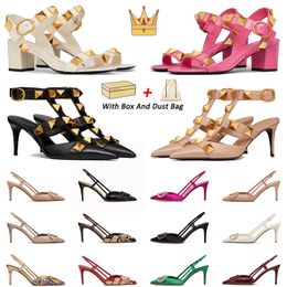Summer Designer Sandals Womens Leather Studs Platform 6cm 8cm 10cm Thick High Heels Rivets Shoes Genuine Leather Ladies Sexy Party Shoes box With Dust Bag