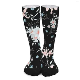 Women Socks Floral Print Flowers Design Art Gothic Stockings Autumn Anti Slip Unisex Medium Soft Printed Outdoor