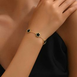 Small and stylish Jewellery bracelet High Lucky Flower Double sided Bracelet 18k Rose Gold Red with Original vancley