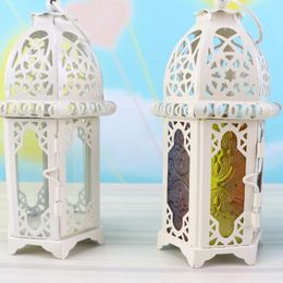 Candle Holders European Candlestick Vintage Hanging Moroccan Glass Lantern Wedding Party Home Decoration Craft Figurines