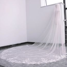 Romantic White Ivory Mantilla veil Chapel Length Lace Edge veils For Wedding Dresses 270N