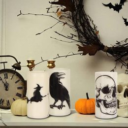 Table Lamps Decorative Halloween Pillar Candles Accessories Real Wax Smokeless Flameless Warm White Decorations