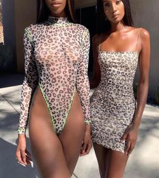 Lace Leopard One Piece Swimsuit Women Bathing Suit Sexy Long Sleeve Bodysuit Thong High Cut Swimwear 2020 Women039s Sexy Monoki1557548