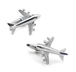 Cuff Links New Arrival Aircraft Cufflinks Silver Aircraft Design High Quality Brass Material Mens Cufflinks Free Delivery