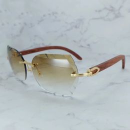 Frames Designer Rimless Sunglasses for Men and Women, Diamond Cut Edge, Metal Frame, Vintage Style, Luxury Brand, New Trending Glasses, C