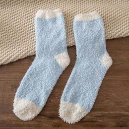 Women Socks Woman Sleeping Striped Polka Dot Coral Fleece Warm Thicken Thermal Snow Home Long Drop