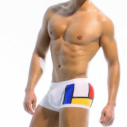 Men's Swimwear Mens Swimwear Swim Briefs Boxer Swimsuits Male Color Block Surf Shorts Trunks Square Leg Bathing Suits Boardshorts Underpants Y240517