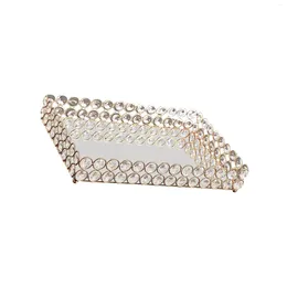 Tea Trays Gold Crystal Tray For Makeup Special Movable Mirrored Bottom Decorative And Functional Gift