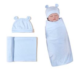 Sleeping Bags Newborn Baby Swaddling Hat Baby Bears Ear Baby Receiving Blanket Newborn Swaddling Package Hospital Receiving Blanket Y240517