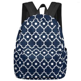 Backpack Blue Moroccan Geometric Women Man Backpacks Waterproof Travel School For Student Boys Girls Laptop Book Pack Mochilas