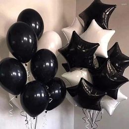 Party Decoration 22pcs Black White Star Foil Helium Balloons Wedding Birthday Baby Shower Kids Toys Latex Air Globos Supplies