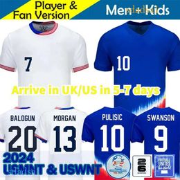 2024 PULISIC UsaS Soccer Jerseys REYNA McKENNIE WEAH SWANSON 23 24 25 MORGAN RAPINOE Home Away Men woman / kids kit America National Football Shirt