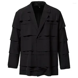 Men's Trench Coats Hip Hop Patchwork Loose Coat Medium Length Jacket Street Style Retro Casual Streetwear Clothing Man