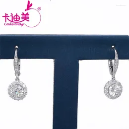 Dangle Earrings CADERMAY Luxury Gold 14K 10K 18K 1ct Round Cut Flower Shape Moissanite For Women Trendy Party Gift