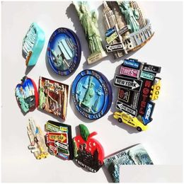 Fridge Magnets 3Pcsfridge York Tourist Souvenir Crafts Resin Painted Magnet Refrigerator Drop Delivery Home Garden Dhqw9