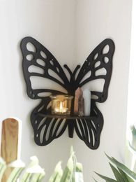 Storage Holders Racks Butterfly Crystal Display Shelf Wooden Stand Corner Decoration Boho Hanging Wall Jewellery Holder Organiser For Home Decor H240516