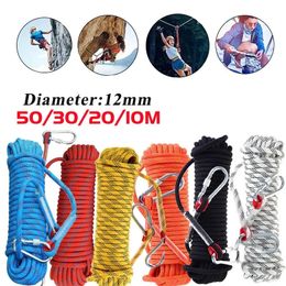 10-50M Climbing Rope 12mm Outdoor Emergency Set Static Rescue Rock Climbing Tree Rod Sling High Strength Rope Safety Rope 240515