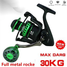 All metal salt water surf spinning fishing reel 2000-7000 Spinning Fishing Reel Green 14 Bearing Balls 27KG Max Drag 240507