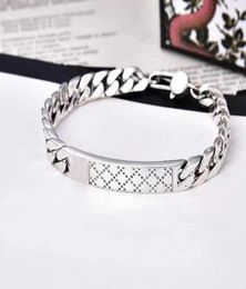 Charm Bracelets designer bracelet bangles mens luxury Jewellery ashion woman 925 Sterling Silver Men039s Rhombus Pattern and Wome4167419