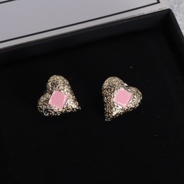 Camellia heart stud earrings fresh and sweet Women Trendy Earrings Eardrops Classic Pink Earrings Sister Jewellery gift party dress girl