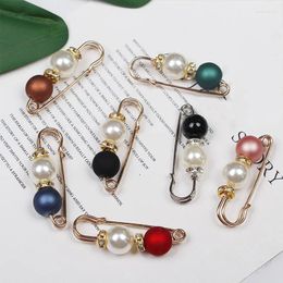 Brooches Colorful Imitated Pearl Beads Charms Brooch Safety Pin For Women Fashion Scarf Dress Suit Badge Waist Jewelry Accessories