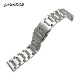 JAWODER Watch band 18 20 22 24mm Men Pure Solid Stainless Steel Brushed Watch Strap Deployment Buckle Bracelets 225n