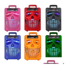 Outdoor Speakers Bluetooth Loudspeaker Skl Wireless Speaker Halloween Gift Led Light Skl-Head Party Support Usb/Fm Radio Microphone Dhvt9