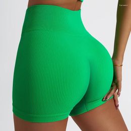 Active Shorts High Waist Seamless Yoga For Women Fitness Push Up Cycling Training Screw Thread Gym Sports Workout Female